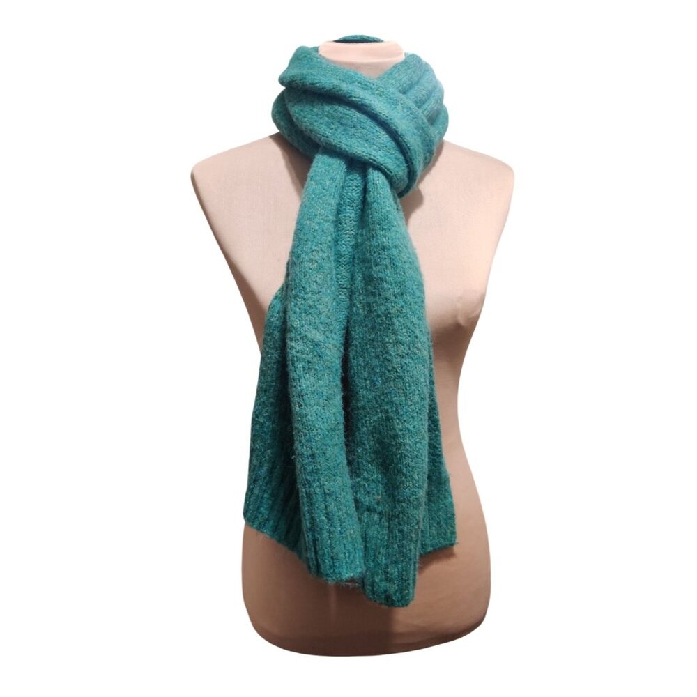 Green Wool Blend Speckled Knit Scarf Cozy Soft Winter Chic Wrap Universal Thread